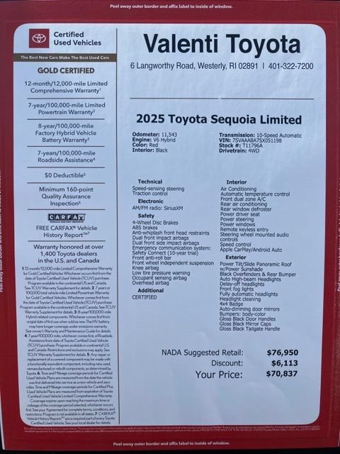Certified 2025 Toyota Sequoia Limited w/ Tow Technology Package AWD/4WD image 67