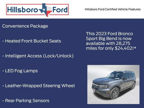 Certified 2023 Ford Bronco Sport Big Bend w/ Convenience Package AWD/4WD image 9