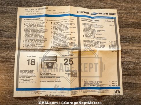 Used 2002 Chevrolet Corvette Convertible w/ Preferred Equipment Group2 image 9