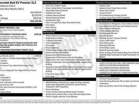 Used 2020 Chevrolet Bolt Premier w/ Infotainment Package FWD image 11