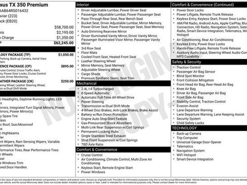 Used 2024 Lexus TX 350 AWD w/ Technology Package image 41