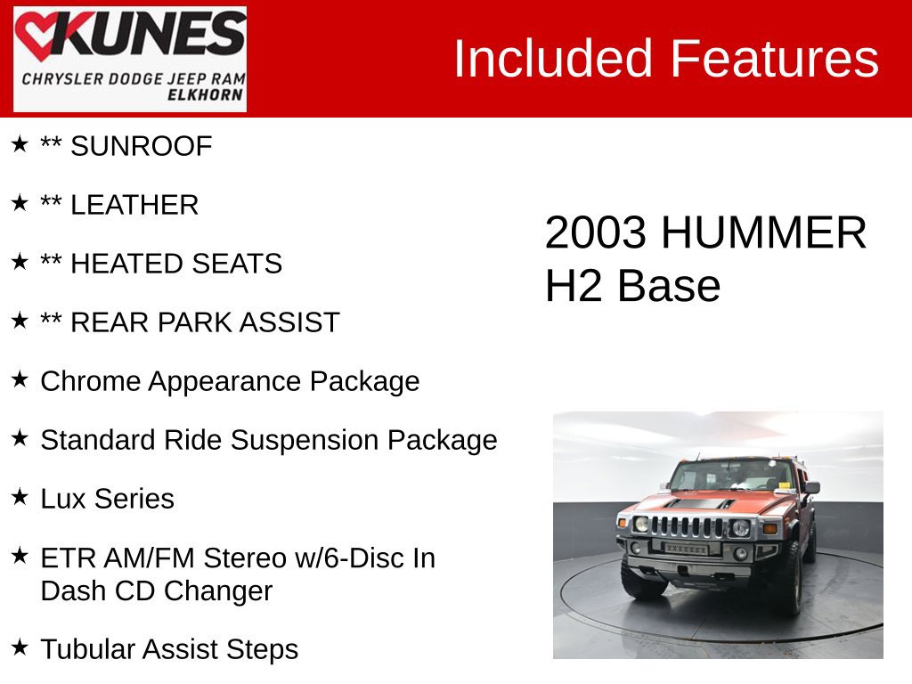 Used 2003 HUMMER H2 w/ Preferred Equipment Group AWD/4WD image 3