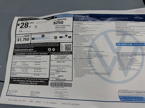 New 2026 Volkswagen Taos SE image 40