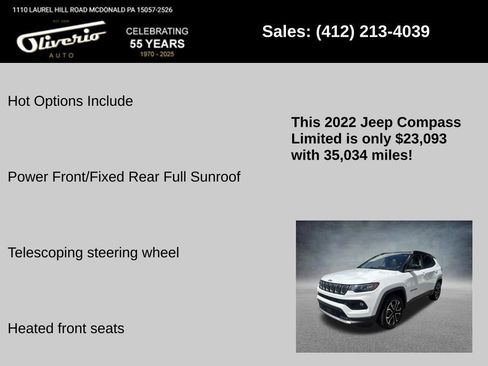 Used 2022 Jeep Compass Limited w/ Sun and Sound Group AWD/4WD image 5