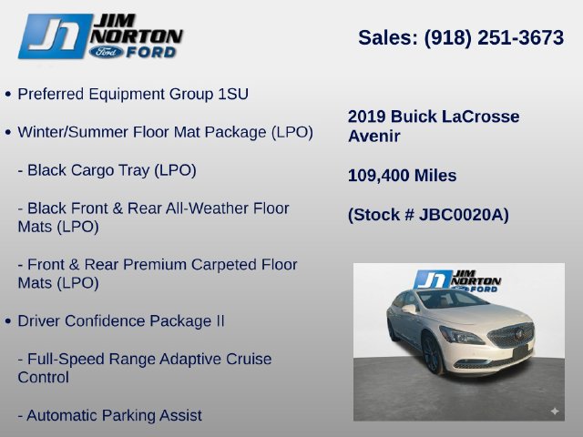 Used 2019 Buick LaCrosse Avenir w/ Driver Confidence Package II FWD image 8