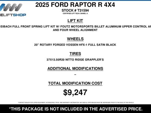 Used 2025 Ford F150 Raptor w/ Equipment Group 803A Raptor R image 2