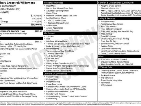 Certified 2025 Subaru Crosstrek 2.5i Wilderness w/ Crosstrek Mirror Package AWD/4WD image 37