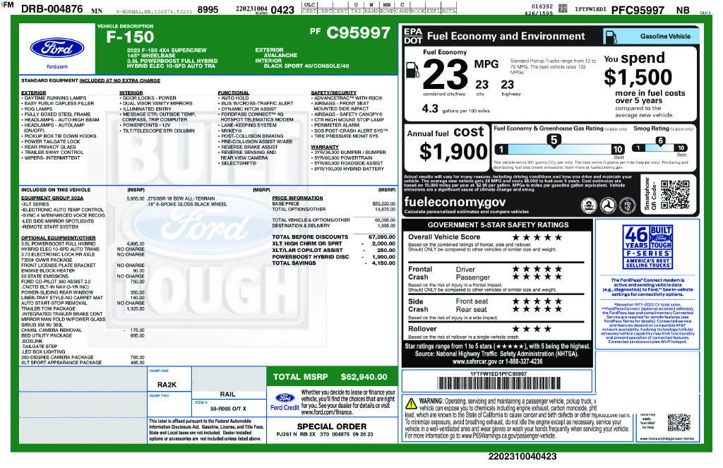 Certified 2023 Ford F150 XLT w/ Equipment Group 302A High AWD/4WD image 39