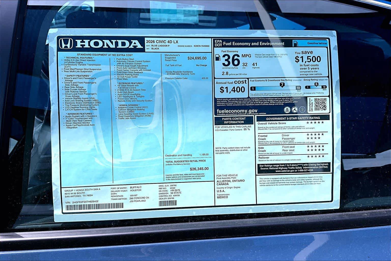 New 2026 Honda Civic LX image 18