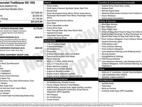 Used 2021 Chevrolet TrailBlazer RS w/ Sun and Liftgate Package AWD/4WD image 5