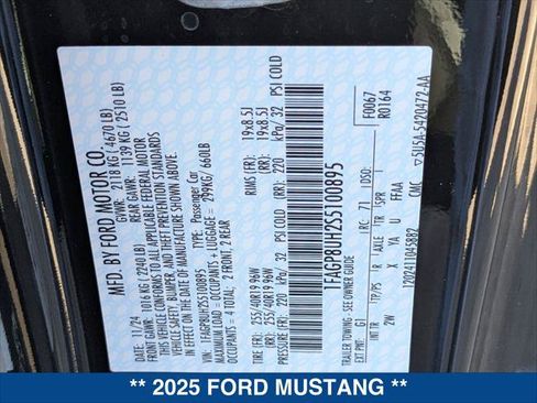 Certified 2025 Ford Mustang Convertible w/ Mustang Nite Pony Package RWD image 23