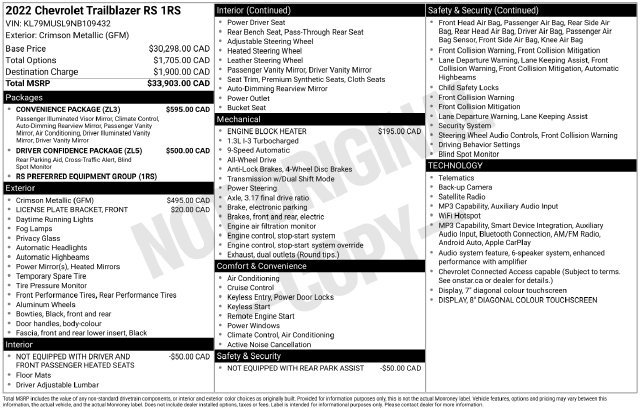 Used 2022 Chevrolet TrailBlazer RS w/ Convenience Package AWD/4WD image 23