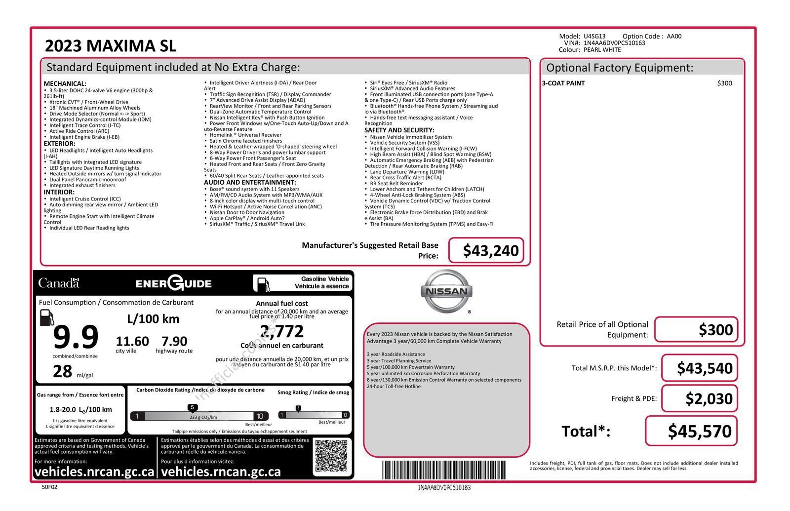 Used 2023 Nissan Maxima SL FWD image 48