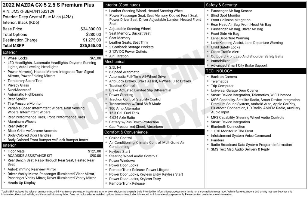Certified 2022 MAZDA CX-5 AWD 2.5 S w/ Premium Plus Pkg image 3