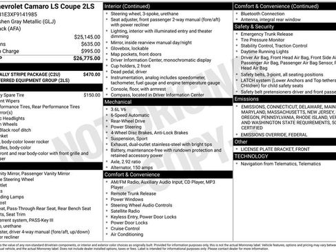 Used 2015 Chevrolet Camaro LS w/ Silver Rally Stripe Package image 6