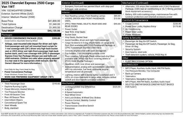 Used 2025 Chevrolet Express 2500 w/ Driver Convenience Package RWD image 4