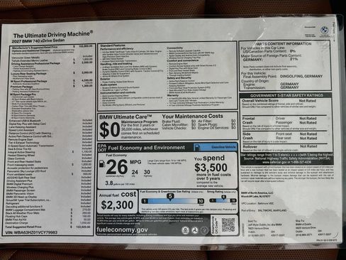 New 2027 BMW 740i xDrive w/ M Sport Professional Package AWD/4WD image 47
