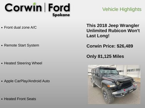 Used 2018 Jeep Wrangler Unlimited Rubicon w/ Cold Weather Group image 12