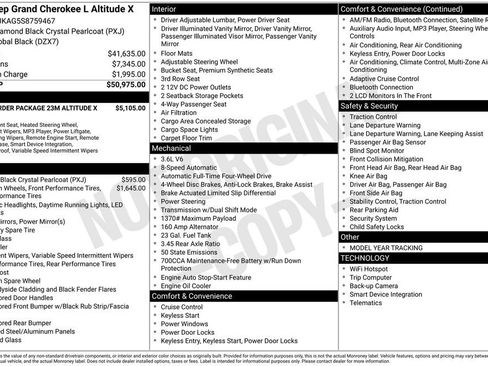 New 2025 Jeep Grand Cherokee L Altitude AWD/4WD image 45