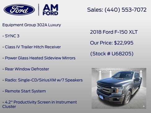 Used 2018 Ford F150 XLT w/ Equipment Group 302A Luxury AWD/4WD image 7