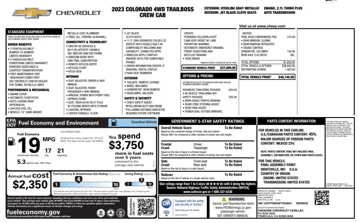 Used 2023 Chevrolet Colorado Trail Boss w/ Advanced Trailering Package AWD/4WD image 13