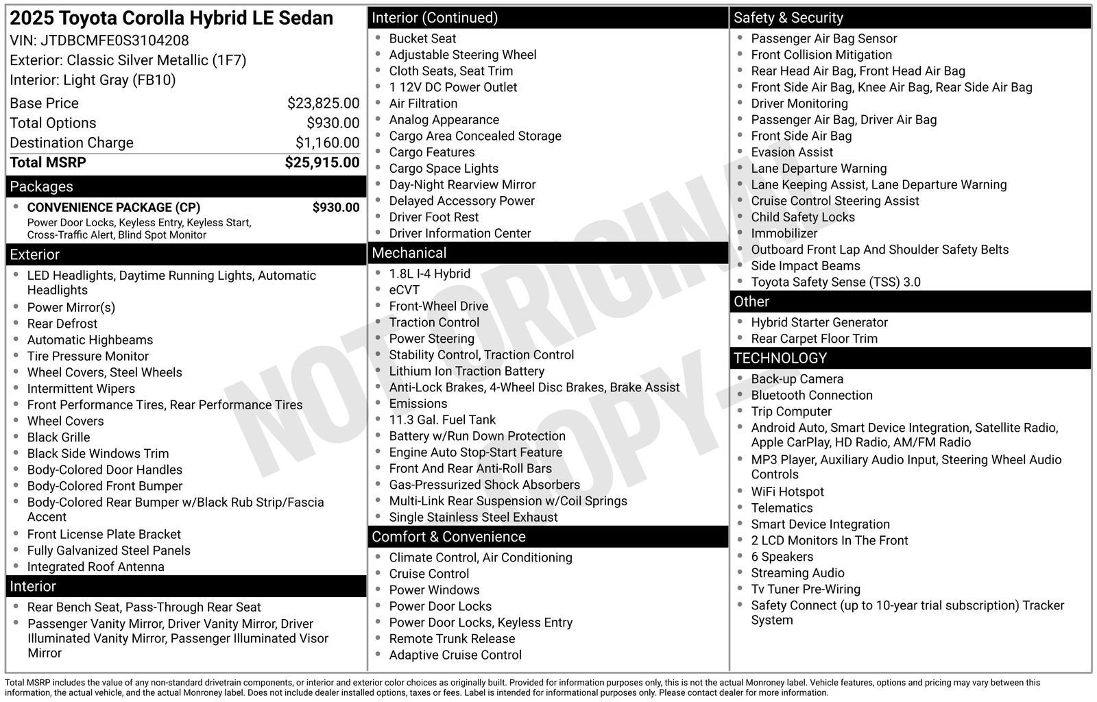 Used 2025 Toyota Corolla LE w/ Convenience Package FWD image 47