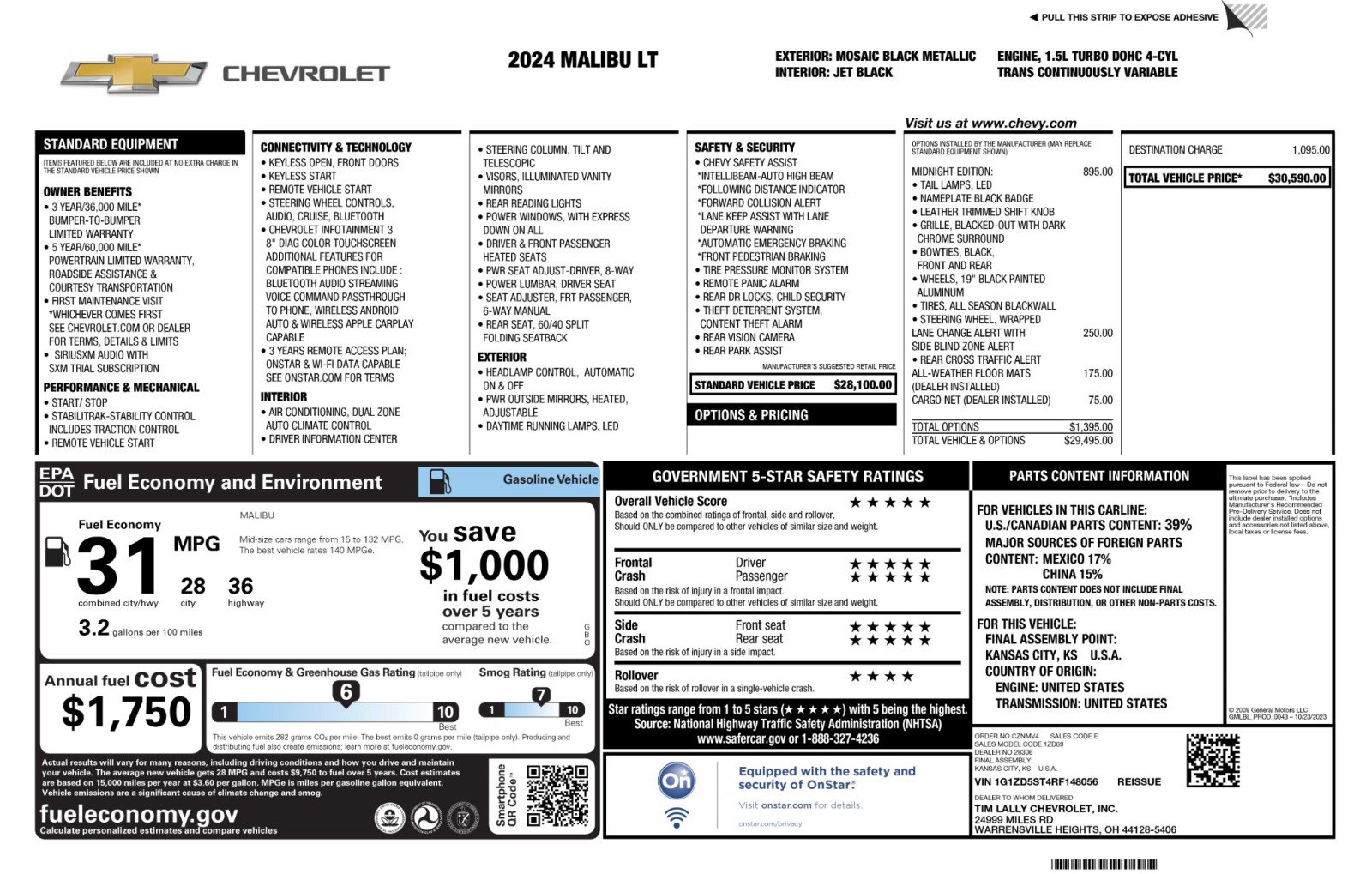 Used 2024 Chevrolet Malibu LT w/ Midnight Edition FWD image 49