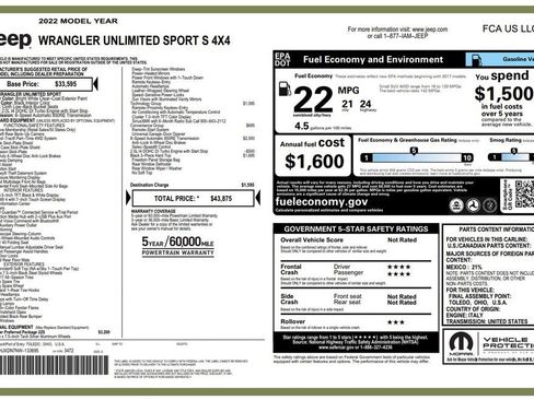 Certified 2022 Jeep Wrangler Unlimited Sport AWD/4WD image 4