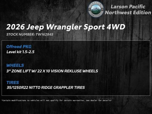 New 2026 Jeep Wrangler Unlimited Sport AWD/4WD image 3