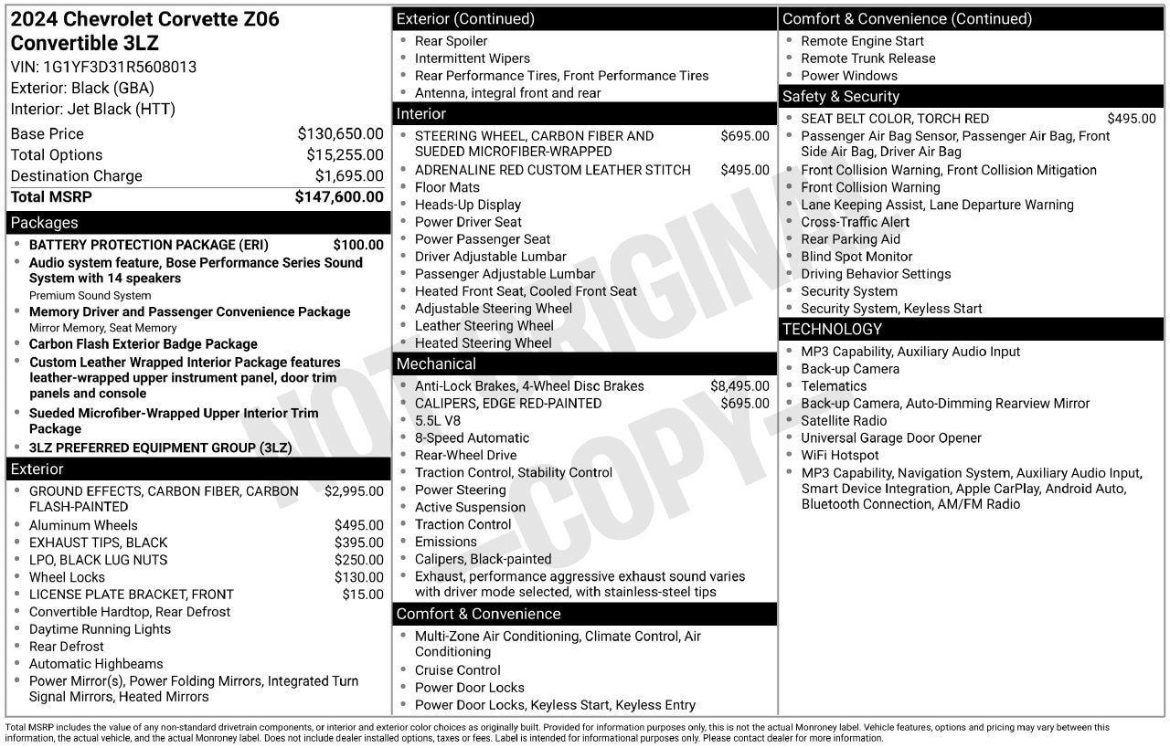 Certified 2024 Chevrolet Corvette Z06 w/ Battery Protection Package RWD image 30