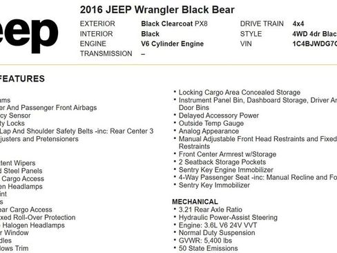 Used 2016 Jeep Wrangler Unlimited Black Bear image 20
