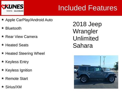 Used 2018 Jeep Wrangler Unlimited Sahara w/ Cold Weather Group AWD/4WD image 2