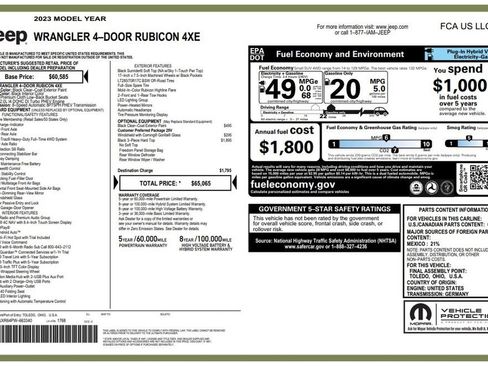 Used 2023 Jeep Wrangler Unlimited Rubicon 4xe AWD/4WD image 4