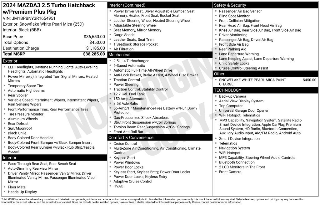 Certified 2024 MAZDA MAZDA3 Hatchback w/Premium Plus Pkg AWD/4WD image 32