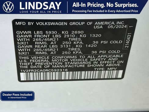 Certified 2024 Volkswagen Atlas SEL Premium R-Line AWD/4WD image 28