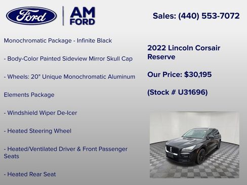 Used 2022 Lincoln Corsair Reserve w/ Equipment Group 201A AWD/4WD image 12
