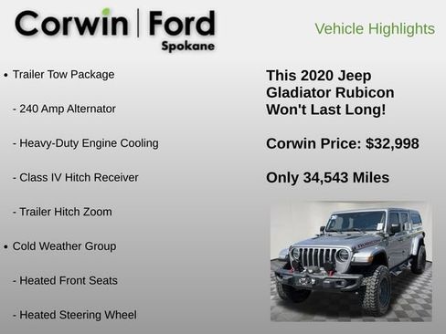 Used 2020 Jeep Gladiator Rubicon w/ Advanced Safety Group AWD/4WD image 6