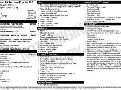 Used 2019 Chevrolet Traverse Premier w/ Driver Confidence II Package FWD image 2