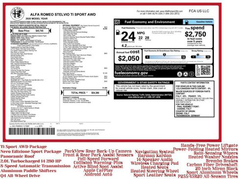 Used 2020 Alfa Romeo Stelvio Ti Sport w/ Quick Order Package 22S Sport image 3