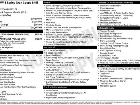 Used 2024 BMW 840i Gran Coupe w/ M Sport Professional Package RWD image 6