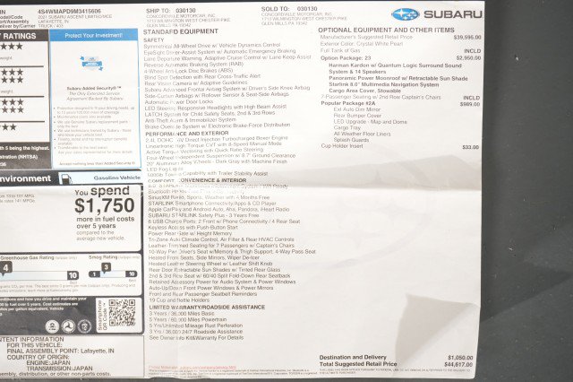 Used 2021 Subaru Ascent Limited w/ Technology Package AWD/4WD image 60