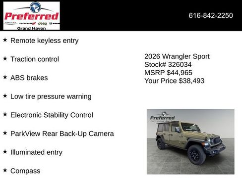New 2026 Jeep Wrangler Sport image 6