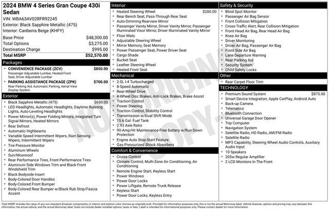 Used 2024 BMW 430i Gran Coupe w/ Convenience Package RWD image 11