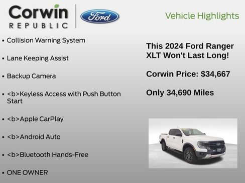 Certified 2024 Ford Ranger XLT w/ FX4 Off-Road Package image 7