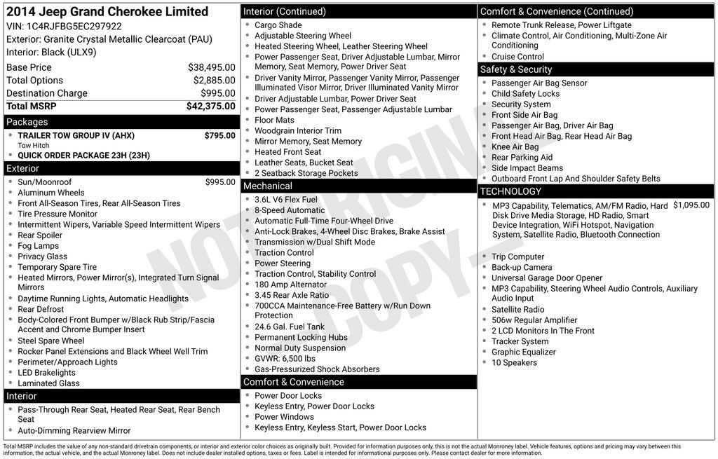 Used 2014 Jeep Grand Cherokee Limited w/ Trailer Tow Group IV AWD/4WD image 34
