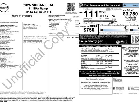 Used 2025 Nissan Leaf S FWD image 2