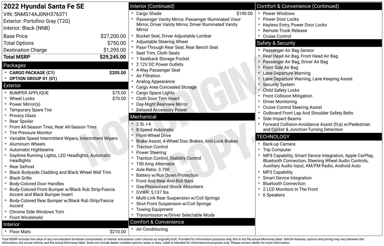 Used 2022 Hyundai Santa Fe SE w/ Cargo Package FWD image 1