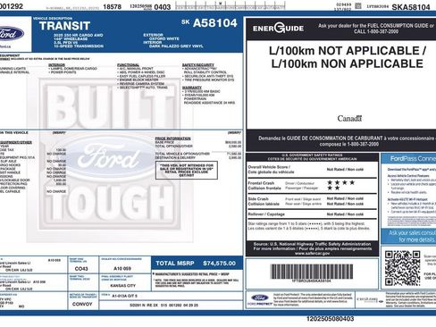 Used 2025 Ford Transit 250 148 High Roof Extended AWD w/ Load Area Protection Package image 24