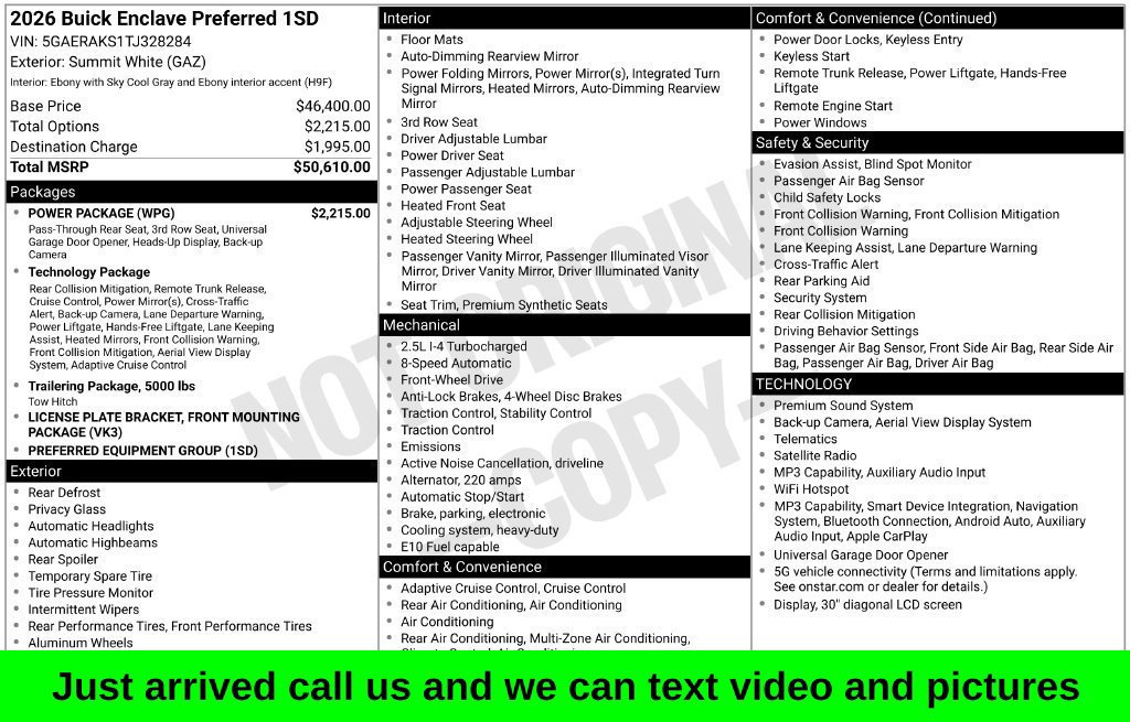 Used 2026 Buick Enclave Preferred w/ Power Package FWD image 1