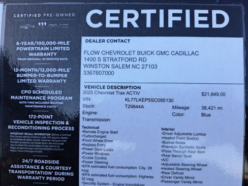 Used 2025 Chevrolet Trax ACTIV w/ Sunroof Package image 35